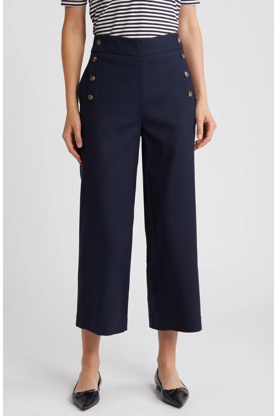 FRAME Sailor Snap Trousers High Rise Preppy Nautical Vintage Cotton Blend 2